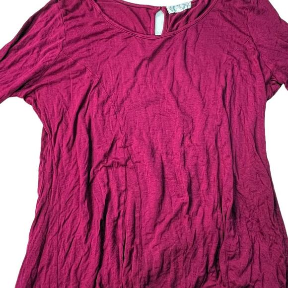 Pink Rose Three-Quarter Sleeve Tunic Tee Shirt Top Plus Size Size 2X Fuschia - Picture 2 of 12